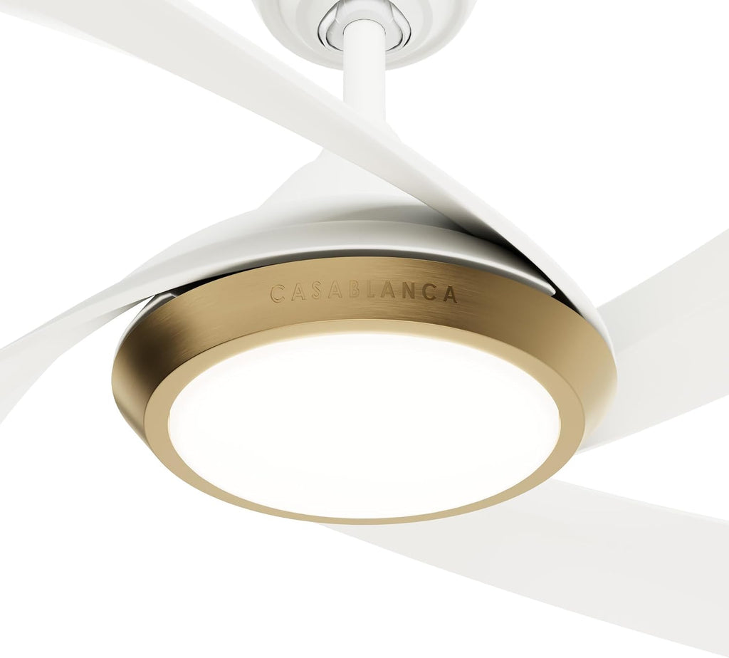 Casablanca - Vespucci Indoor/Outdoor Ceiling Fan With Light, Remote, 52-inch, Fresh White, Modern-style, 6-speed DC Motor, Energy Star, 52847, for porches, patios, sunrooms, bathrooms
