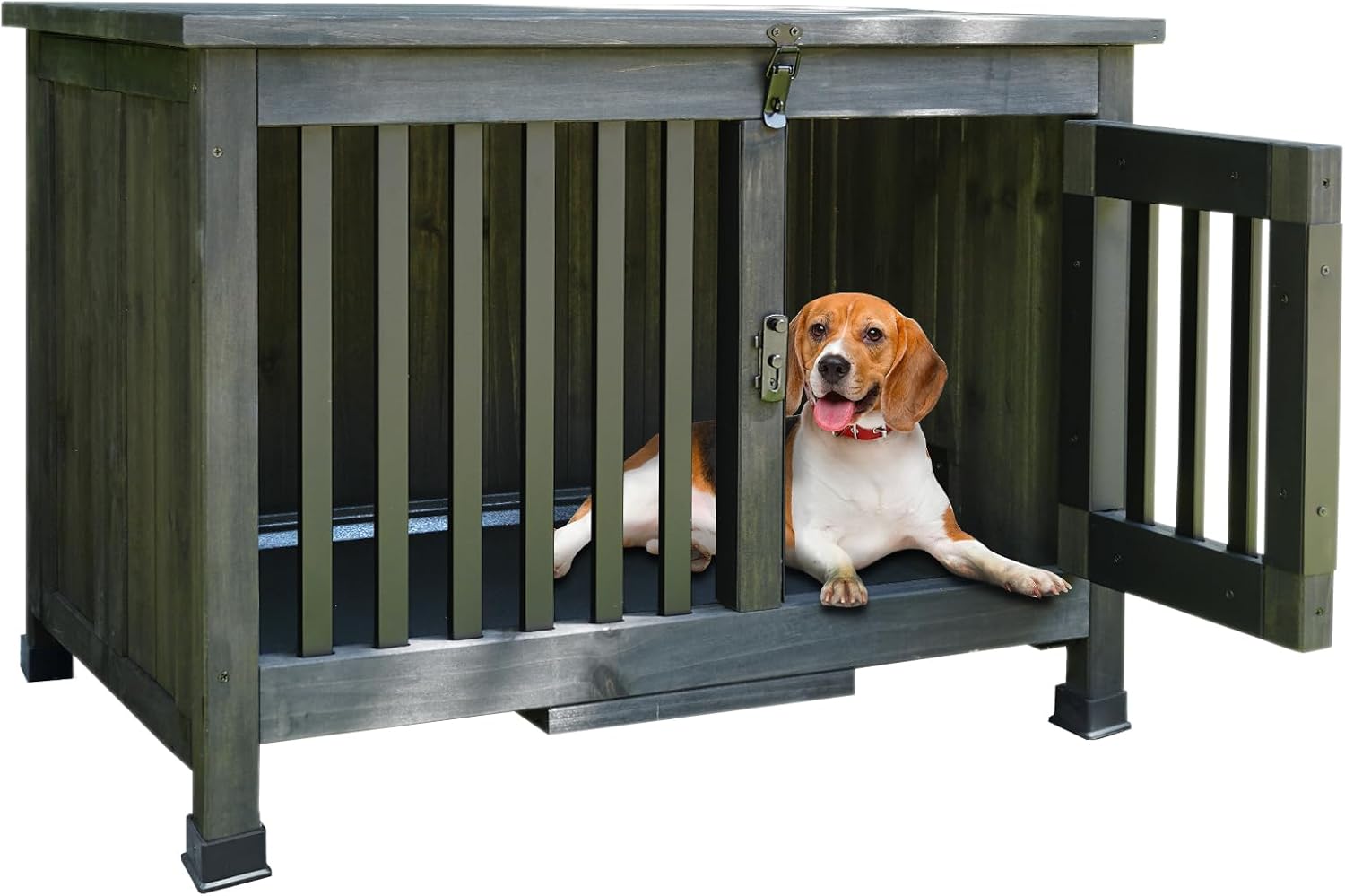 Agitree 28' Dog Crate Furniture, Fully Assembled Wooden Dog Kennel with Removable Tray, Decorative Pet Crate Dog Cage Indoor Furniture End Table, Portable Pet Cage for Small & Medium Dogs, Black