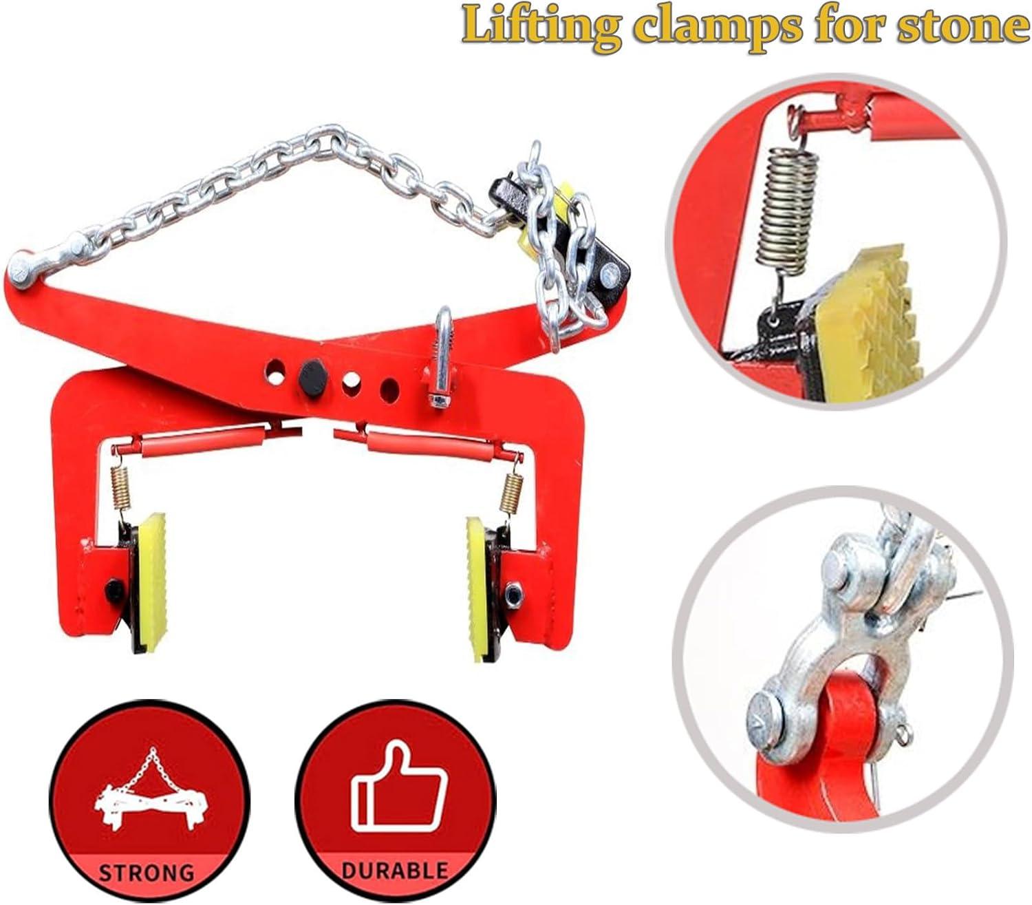 23In Thickened Chain Link Lifting Tongs - Heavy Duty Steel Clamp for Granite, Glass, Metal & Stone Slabs - Vertical Plate Rigging Tool for Secure Lifting & Spre,23in