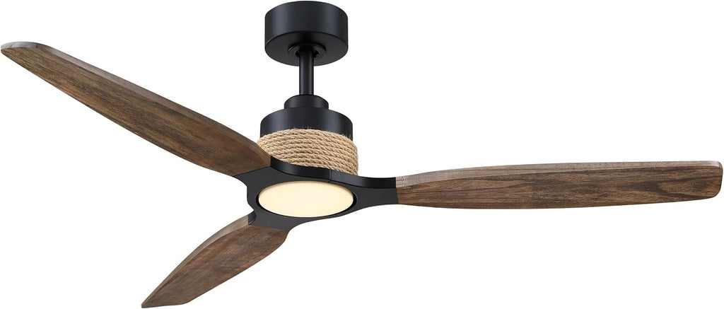 56' Black Ceiling Fans with Lights and Remote - Modern Farmhouse Wood Ceiling Fan with LED Light, Large Outdoor Ceiling Fans for Patios Living Room Patios Covered, 6-Speed Reverse, 3CCT, Timer
