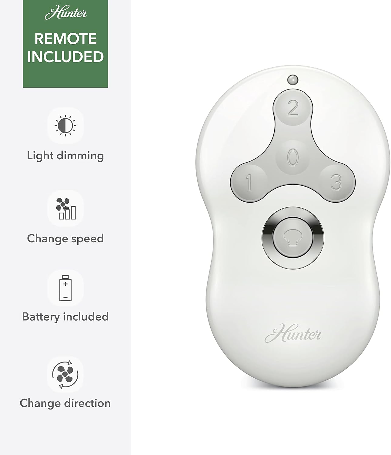 Hunter Fan 44 inch Low Profile Fresh White Indoor/Outdoor Ceiling Fan with Light Kit and Remote Control (Renewed)