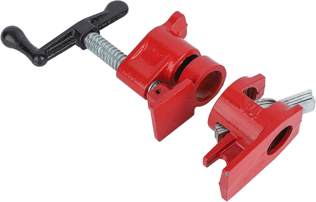 3/4 Inch Heavy Duty Wood Metal Pipe Clamp Set, Quick Release Wide Base Iron, 4 Pieces - Durable Cast Iron, Ergonomic Handle, Ideal for Woodworking and Cabinetry