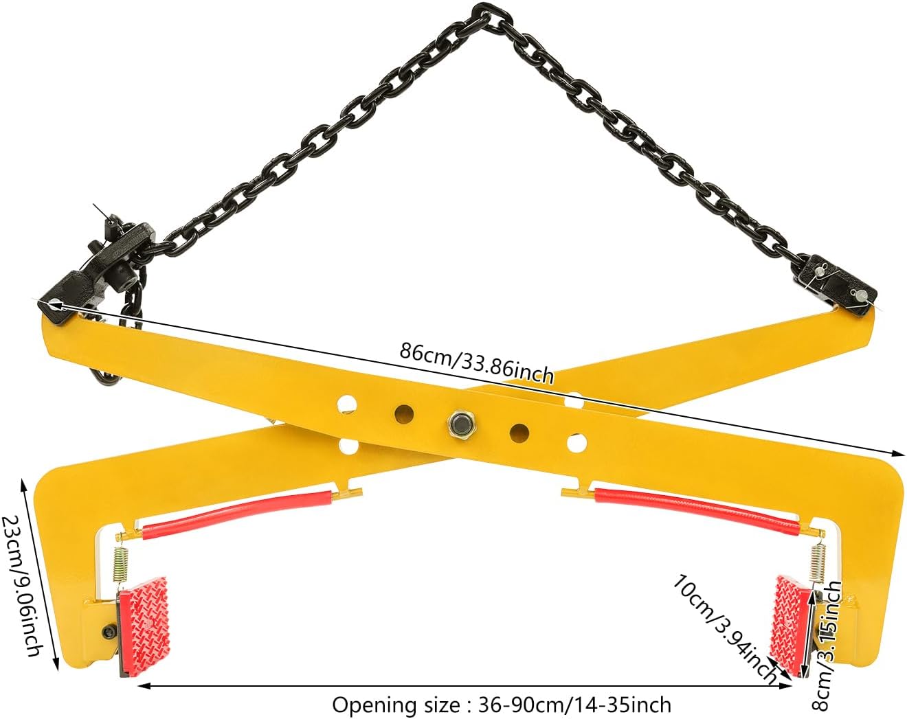 1764lbs Heavy Duty Stone Lifting Clamp 14'-35' Opening Adjustable Stone Clamp Scissor Lifter Clamp for Carrying & Vertical Transport of Concrete Blocks, Slate Sheets, Granite Slab, Timber (Yellow)