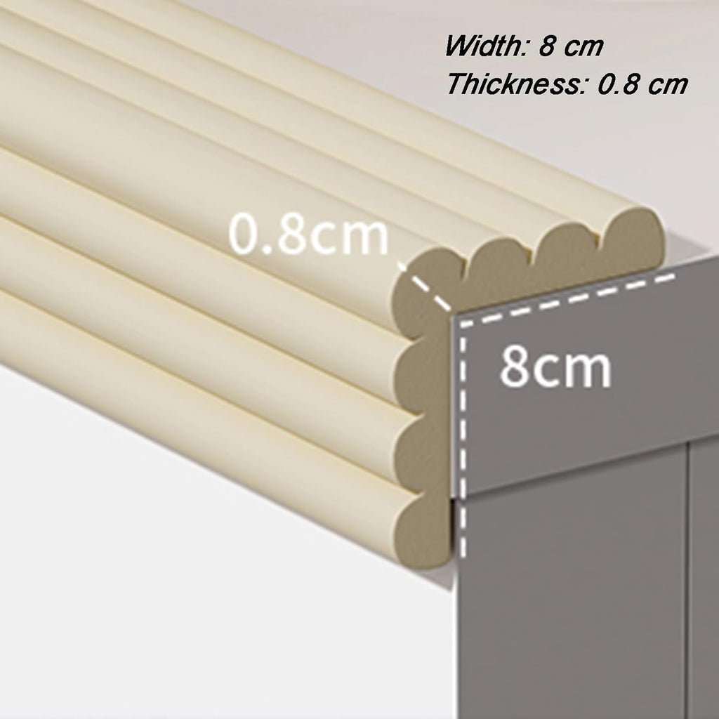Soft Foam Table Edge & Corner Guards, Self-Adhesive Safety Bumper Strips for Kids' Furniture, Wall Padding Mats, Off-White, 8cm Wide, 6M Long