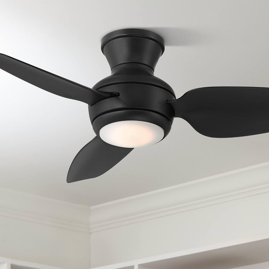Casa Vieja 36' Whirl Modern Industrial Indoor Outdoor Ceiling Fan 3 Blade LED Light Remote Control Matte Black Finish Blades Bedroom Patio Living Room Kitchen Porch Hugger Flush Mount Decorative