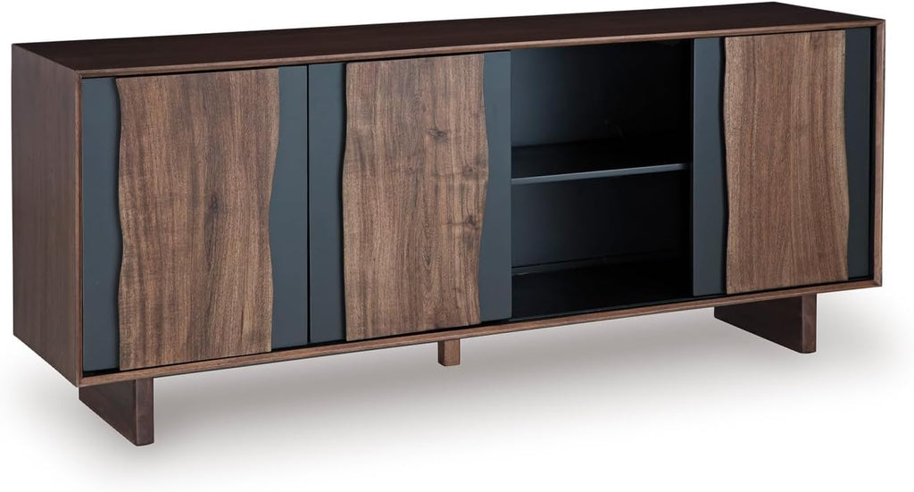 Signature Design by Ashley Welby Accent Cabinet, 71' Live Edge Storage Cabinet, Crafted with Acacia Wood, Acacia Veneer and Engineered Wood, Modern TV Stand Console, Brown/Charcoal