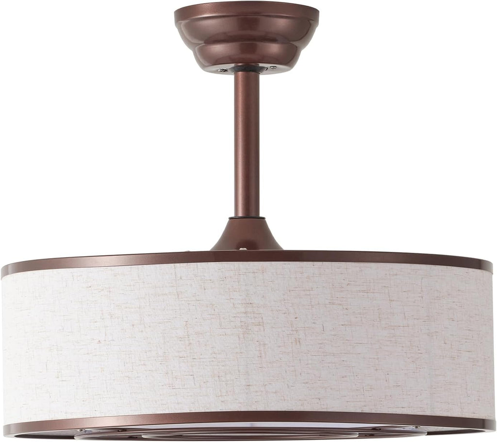 20' Brown Caged Boho Fandelier Ceiling Fan with Light & Remote Control - Bladeless Chandelier Fan, 6 Speed Quiet Reversible Motor for Bedroom, Nursery, Living Room
