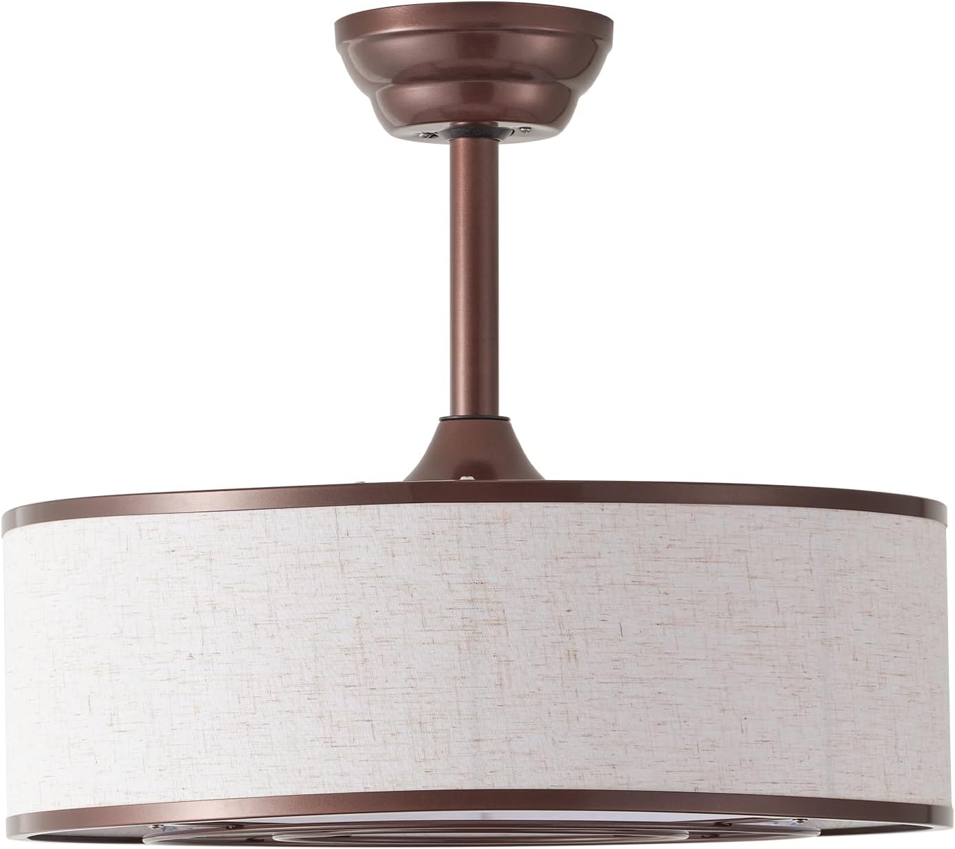 20' Brown Caged Boho Fandelier Ceiling Fan with Light & Remote Control - Bladeless Chandelier Fan, 6 Speed Quiet Reversible Motor for Bedroom, Nursery, Living Room
