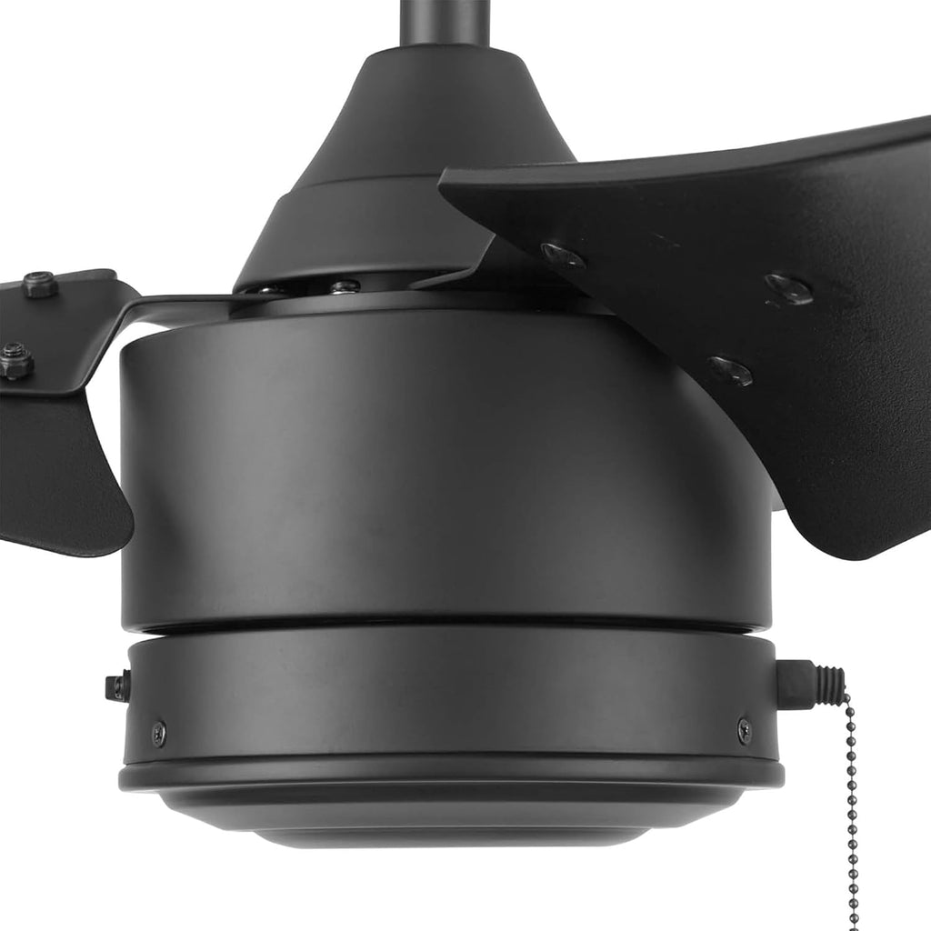 Prominence Home Talib 56 Inch Flush Mount Ceiling Fan, No Light, Indoor Low Profile Hugger Fan, 3 Dual-Finish Blades, Pull Chain Control, Matte Black