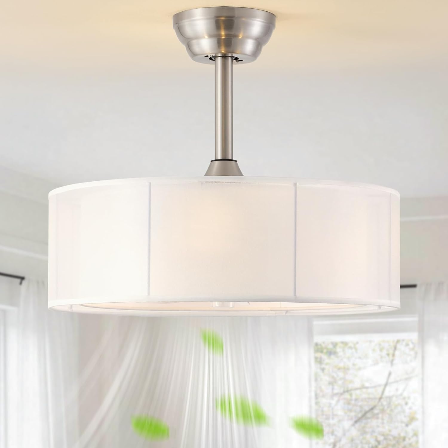 20' Caged Fandelier Ceiling Fans with Lights, Silver Boho Chandelier Ceiling Fan with Light Remote Control with 6 Speeds for Bedroom, Living Room, Nursery