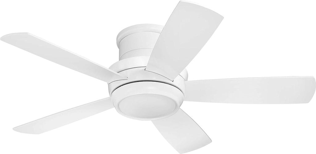 Flush Mount Ceiling Fan with LED Light and Remote by Craftmade TMPH44W5 Tempo 44 Inch White, Hugger Fan