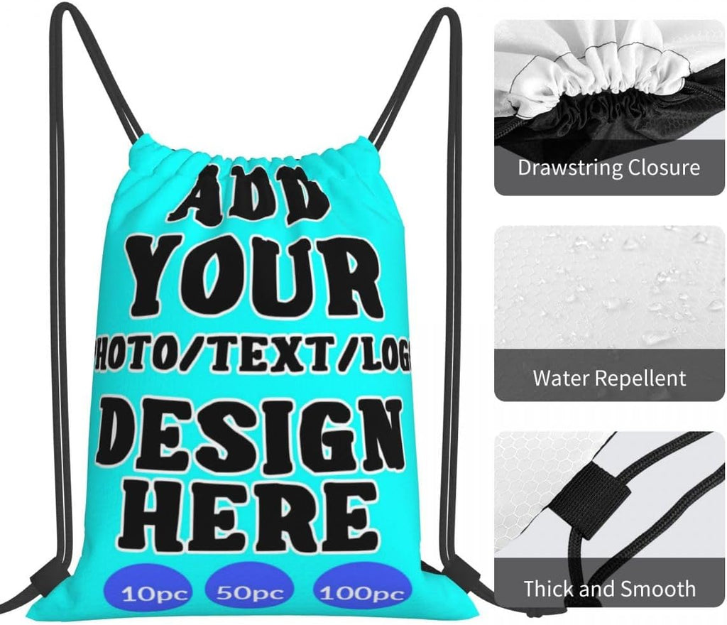 Custom Drawstring Backpack Set Of 10/50/100 Personalized Draw String Back Bag With Your Logo for Gym, Travel & Everyday Style12