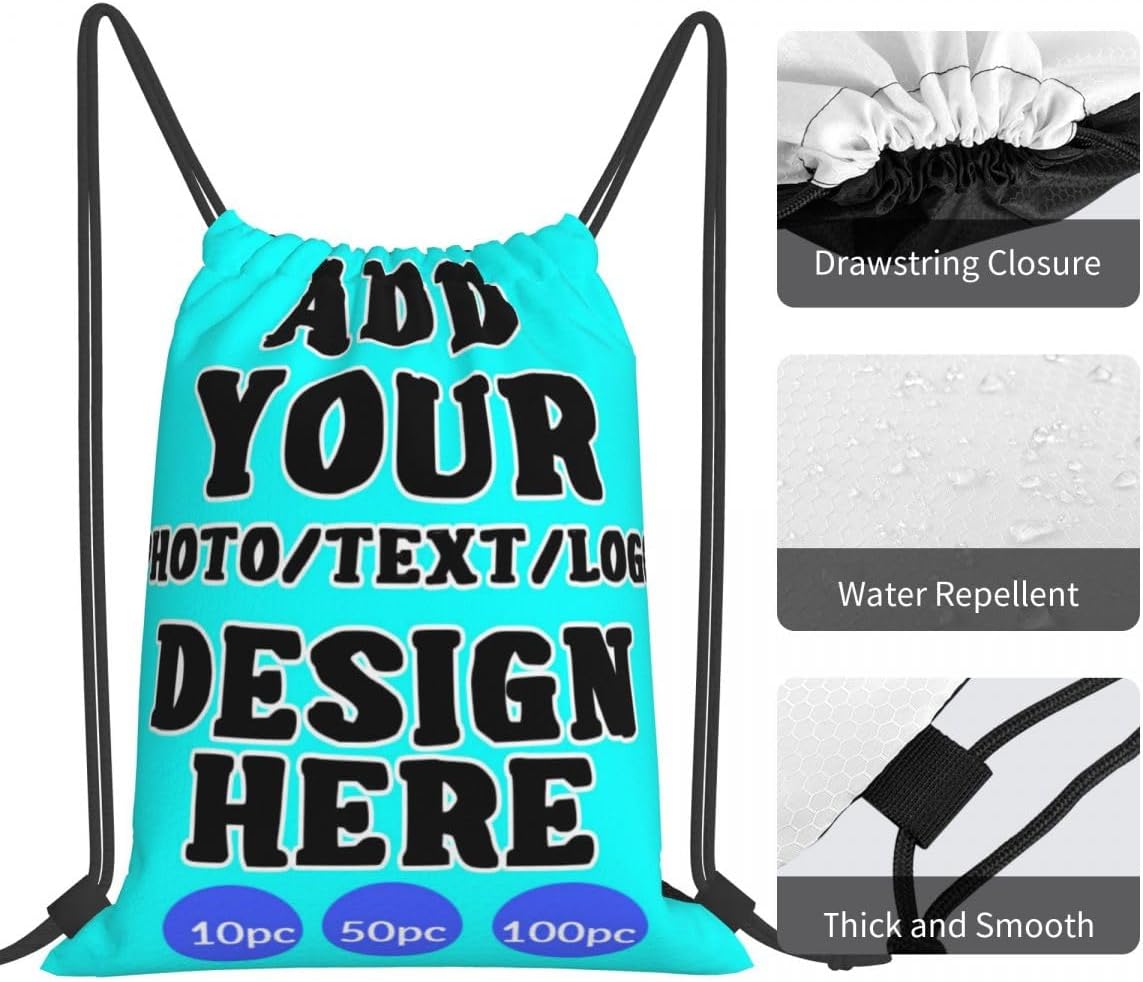 Custom Drawstring Backpack Set Of 10/50/100 Personalized Draw String Back Bag With Your Logo for Gym, Travel & Everyday Style12