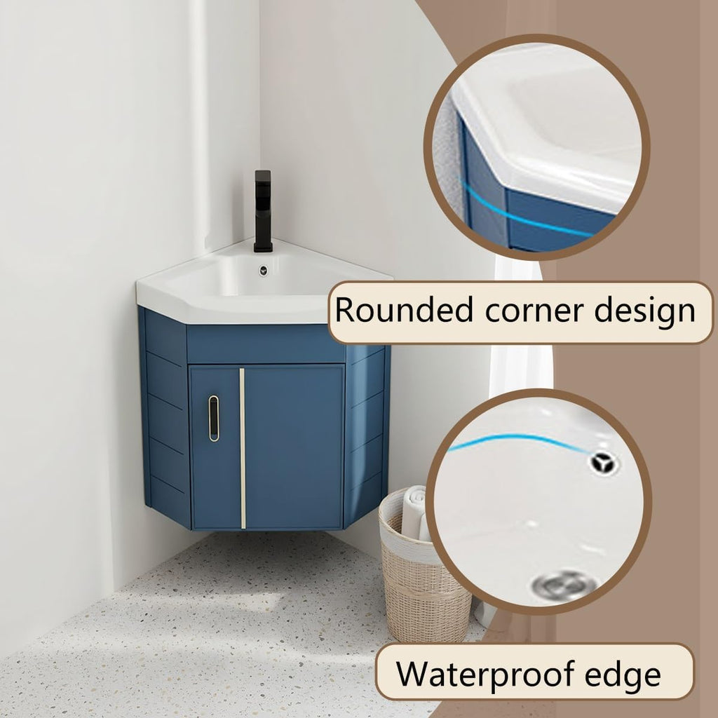 Modern Corner Bathroom Vanity， Bathroom Vanity Cabinet with Sink Set，Wall Mounted Bathroom Vanity Cabinet ，for Guest Baths Master Suites or Rental Units(18in)