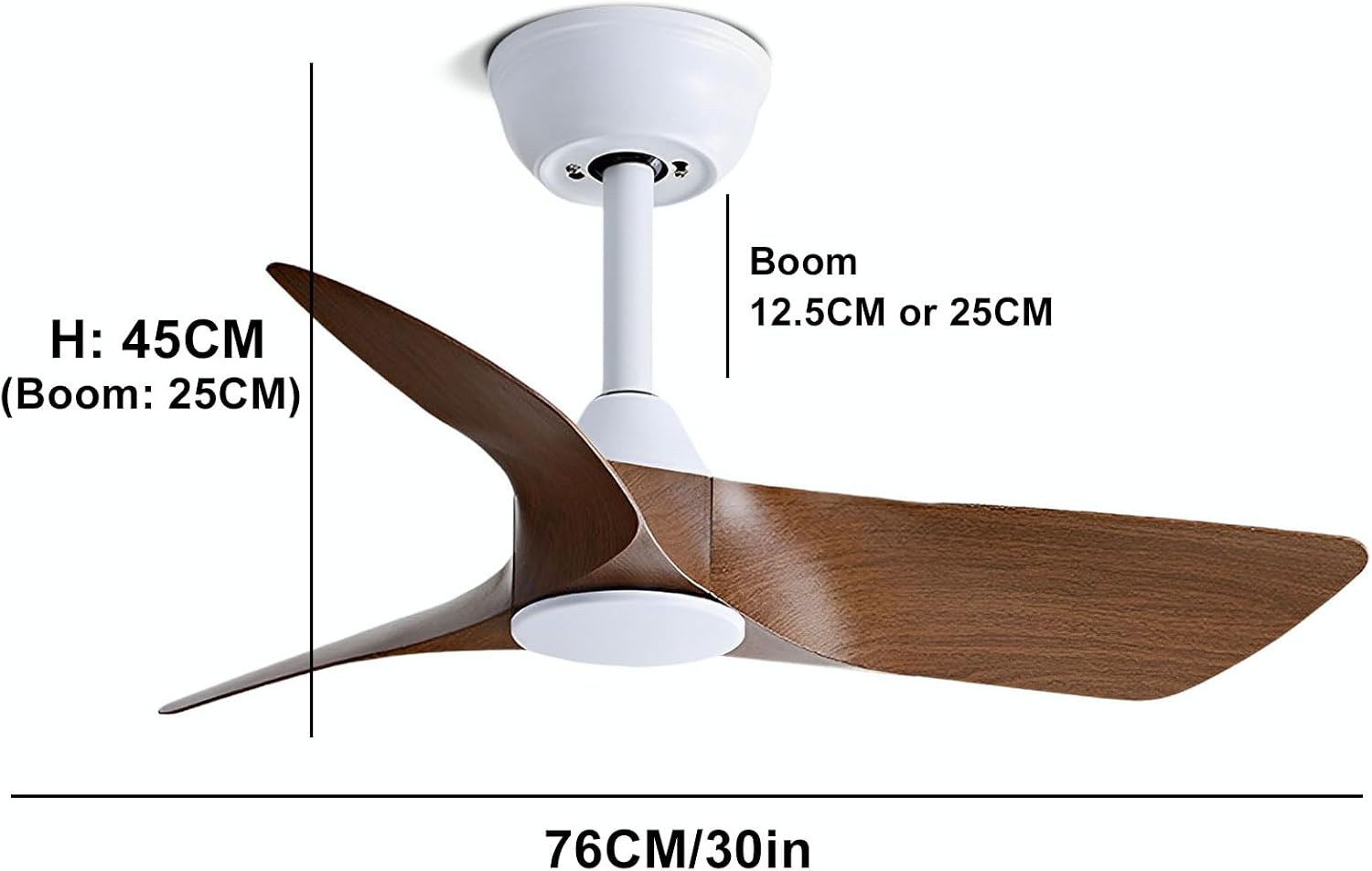 30 Inch Small White Ceiling Fan No Light with Remote 6 Speeds | 30 inch quiet ceiling fan without light. 6 speeds reversible DC motor timer for small room bedroom kitchen covered patio
