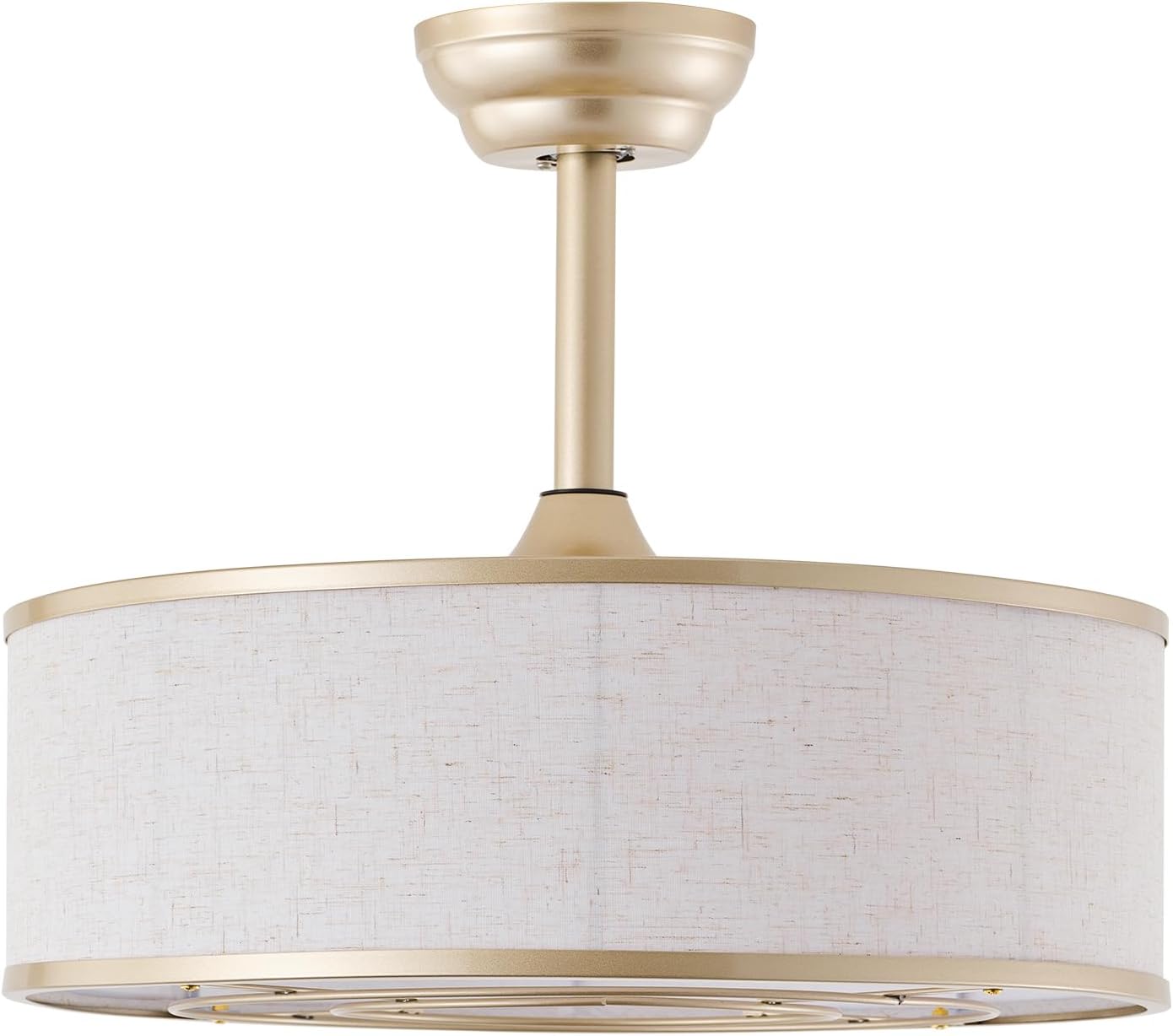20' Gold Caged Boho Fandelier Ceiling Fan with Light & Remote Control - Bladeless Chandelier Fan, 6 Speed Quiet Reversible Motor for Bedroom, Nursery, Living Room