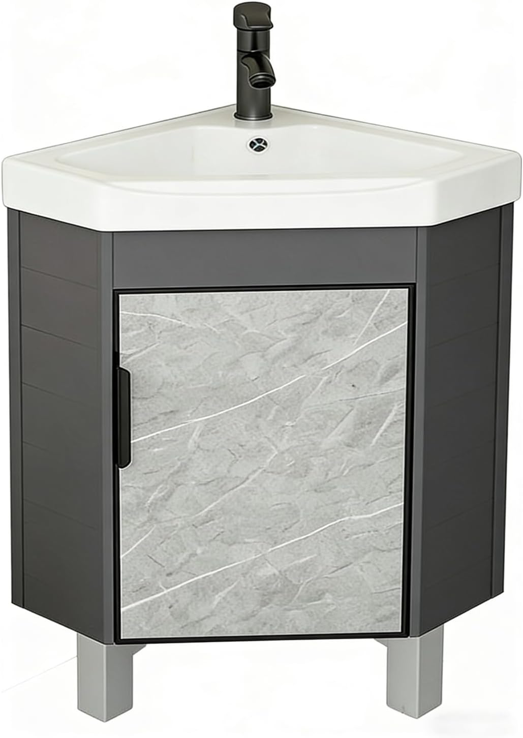 Modern Corner Bathroom Vanity，Bathroom Vanity with Sink Set，Floor Standing Bathroom Vanity Cabinet ，for Guest Baths Master Suites or Patio(Gray)