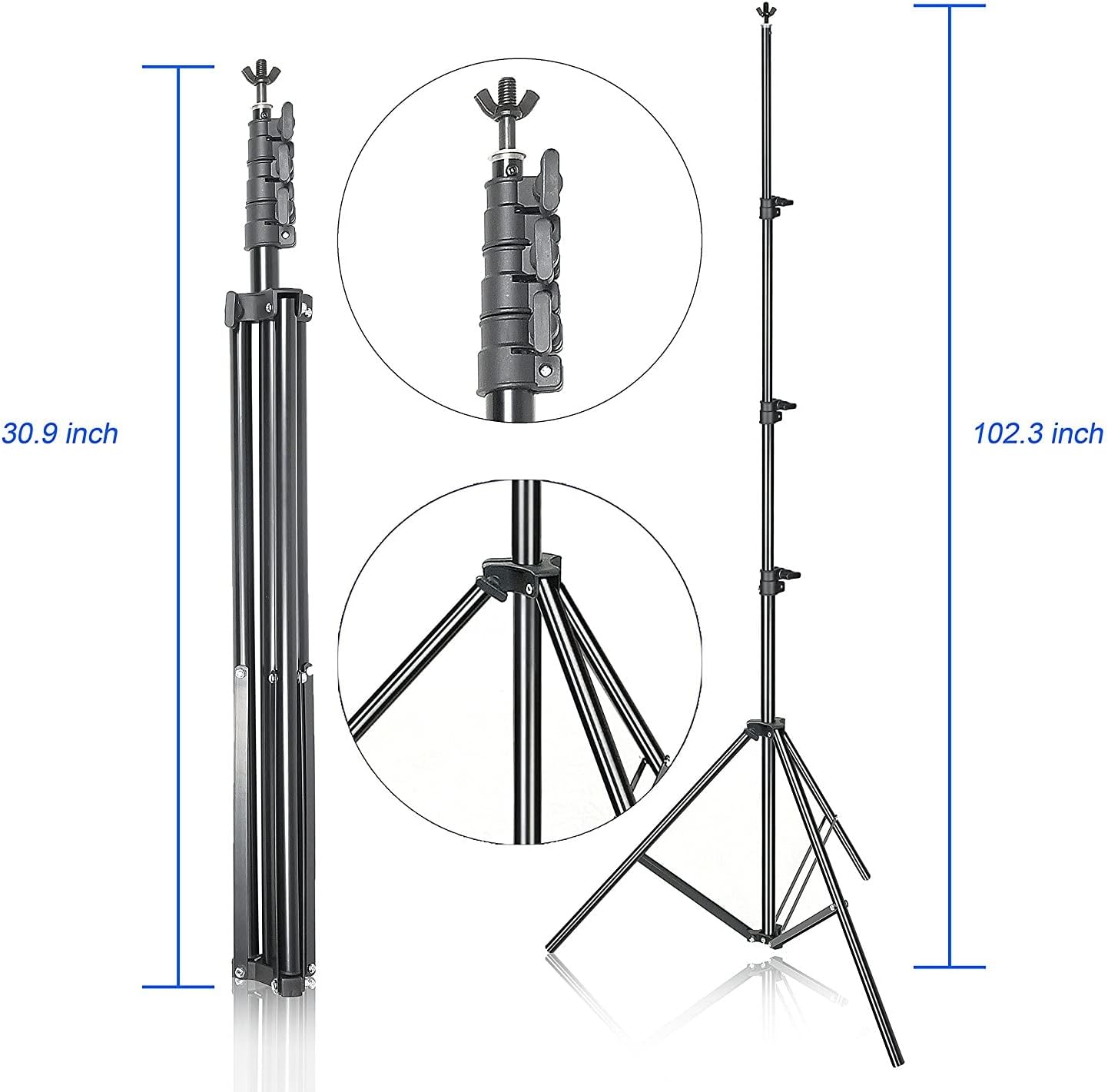 Photo Video Studio 10 x 8.5ft Stand with Muslin Backdrop (Green /White /Black) & 85W 5500K Led Bulb & Umbrella Lighting Kit Photography Background Support System Kit,Clamp, Carry Bag