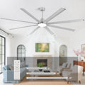 84 Inch Large Ceiling Fan with Light, 8 Aluminum Blades, DC Motor, 6 Speed Remote Control, Modern Indoor Outdoor Ceiling Fan with 3 Downrods, Reversible Quiet Fan for Living Room,Great Room,Patio,Shop