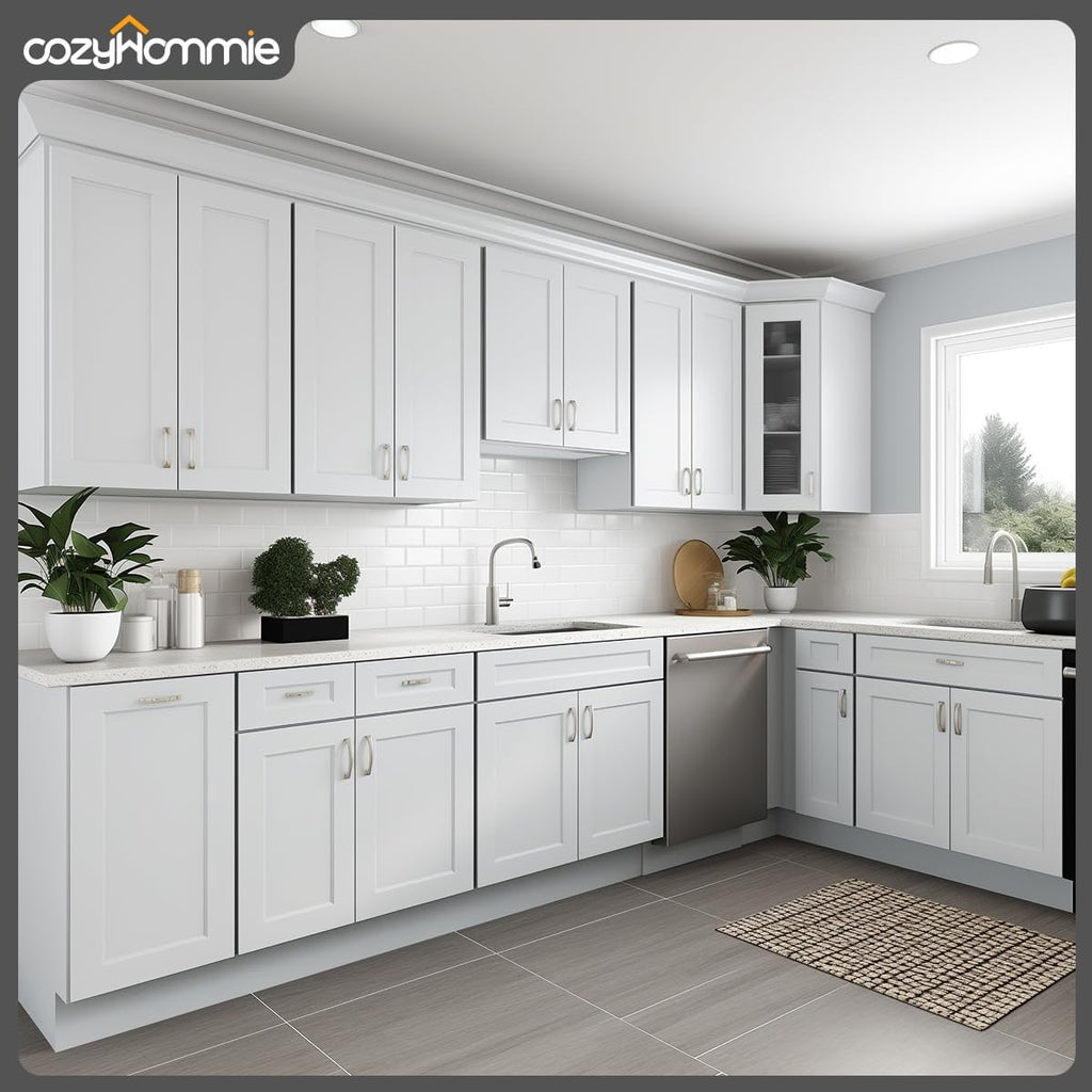 RTA Sink Base Storage Cabinets by Solid Wood for Bathroom, Kitchen - Compact and Large Capacity with 2 Doors, 1 Fake Drawer (Grey, 24' Width x 24' Depth x 34-1/2' Height)