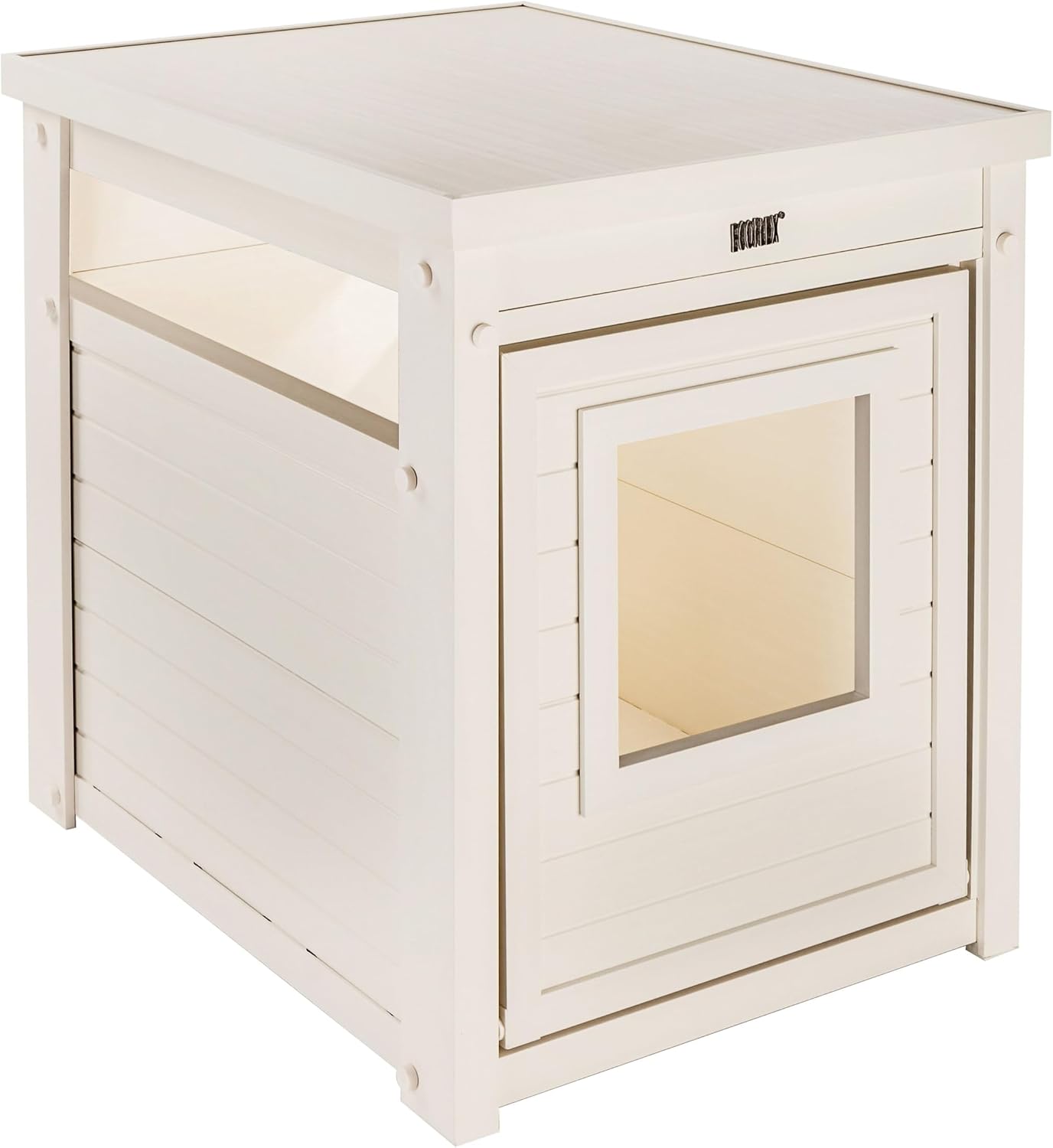 New Age Pet ECOFLEX Litter Loo Standard & Jumbo Sizes, 4 Colors, Moisture and Odor Resistant Enclosure & End Table, No‑Tools Assembly, 10 Year Warranty, Antique White, Standard