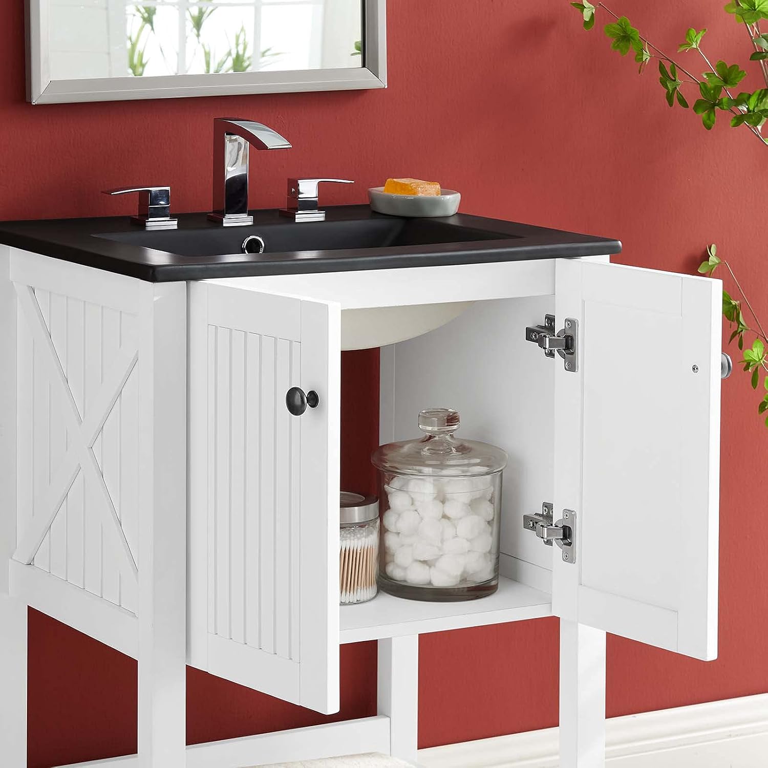 Sink Vanity Cabinet, Wood, White Black, Modern Contemporary, Hotel Bedroom Bathroom Master Suite