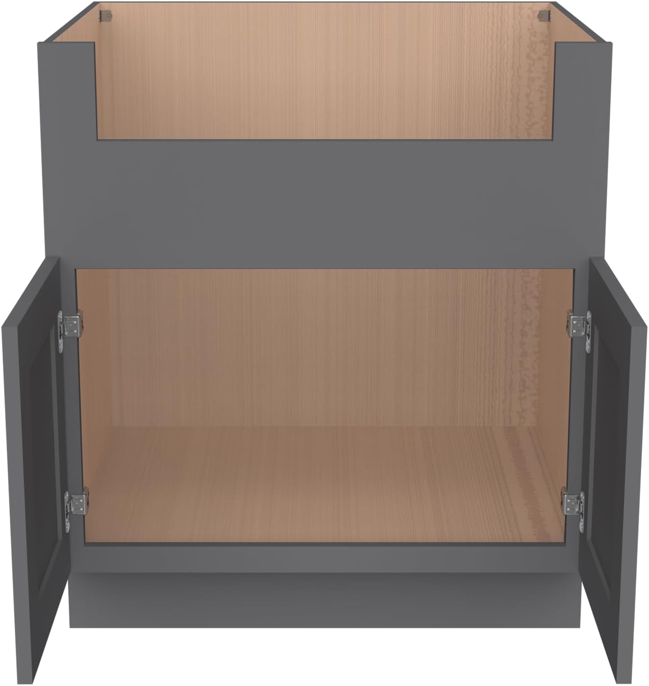 33 Inch RTA Kitchen Sink Base Cabinet - Solid Wood Shaker Style Farmhouse Cabinet with Soft Close Doors, Fits 24-30 Inch Undermount Sinks, Ready to Assemble (Pebble Gray)