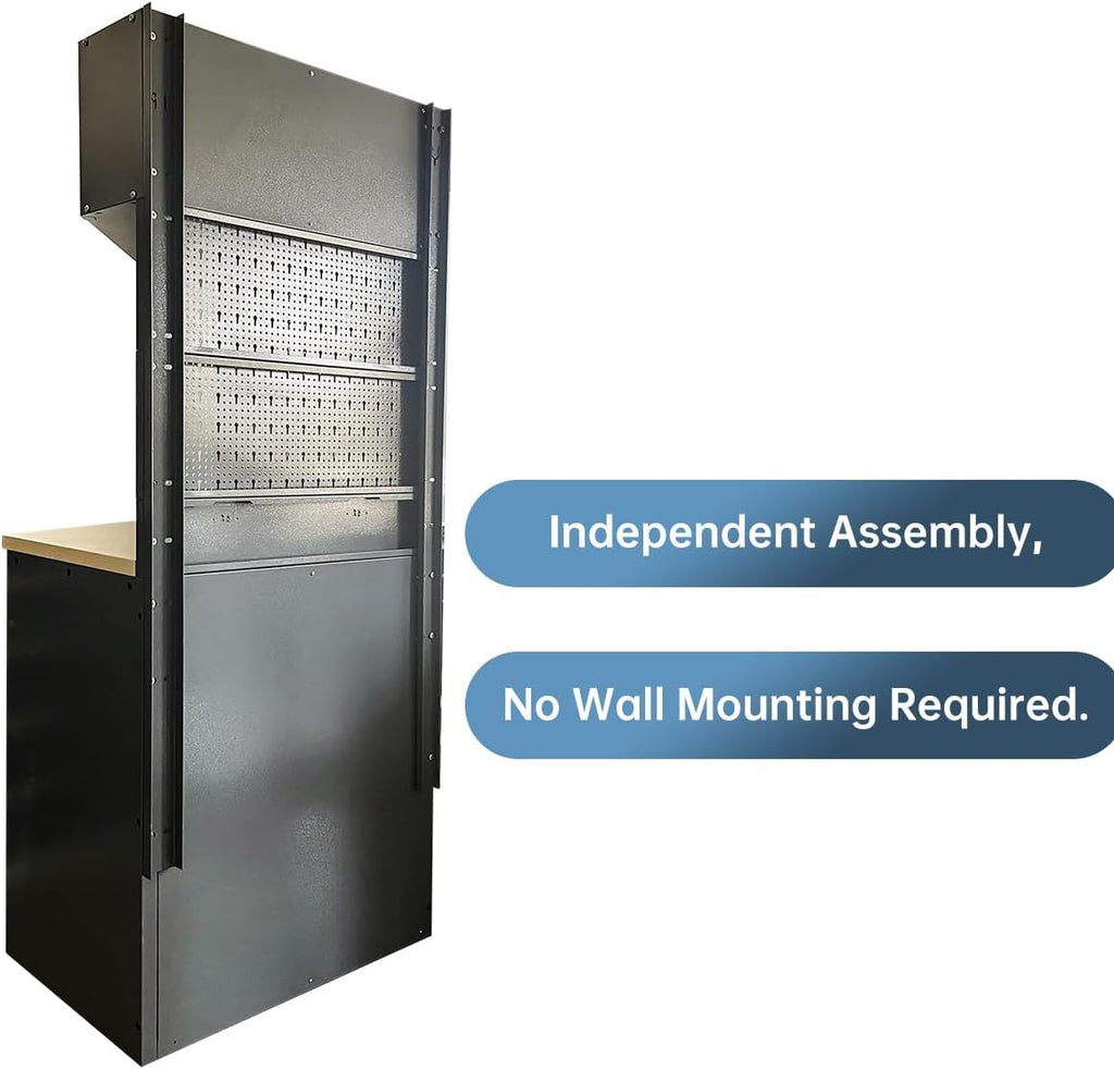 JZD Metal Garage Workshop Cabinet System Set with Drawers, Included One Rolling Tool Cart, No Wall Mounting Needed