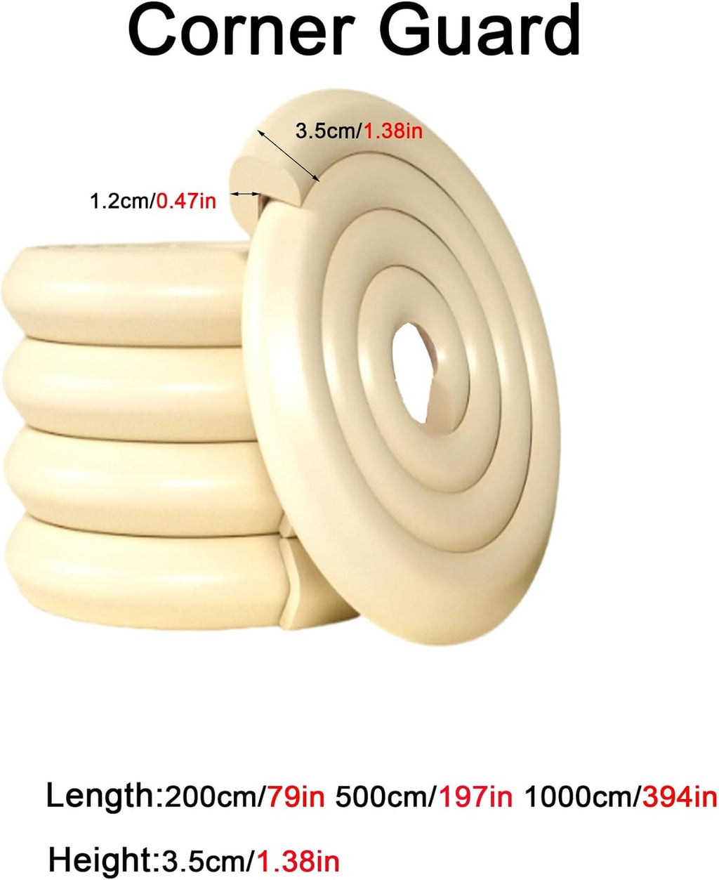 78.7in Furniture Edge and Corner Guards，Protective Foam Cushion，Proofing for Table, Fireplace, Countertop(Color1,3.5cmx1000cm)