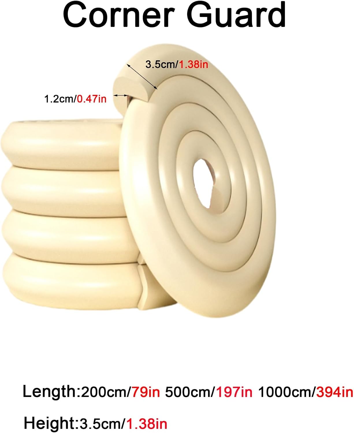 78.7in Furniture Edge and Corner Guards，Protective Foam Cushion，Proofing for Table, Fireplace, Countertop(Color1,3.5cmx1000cm)
