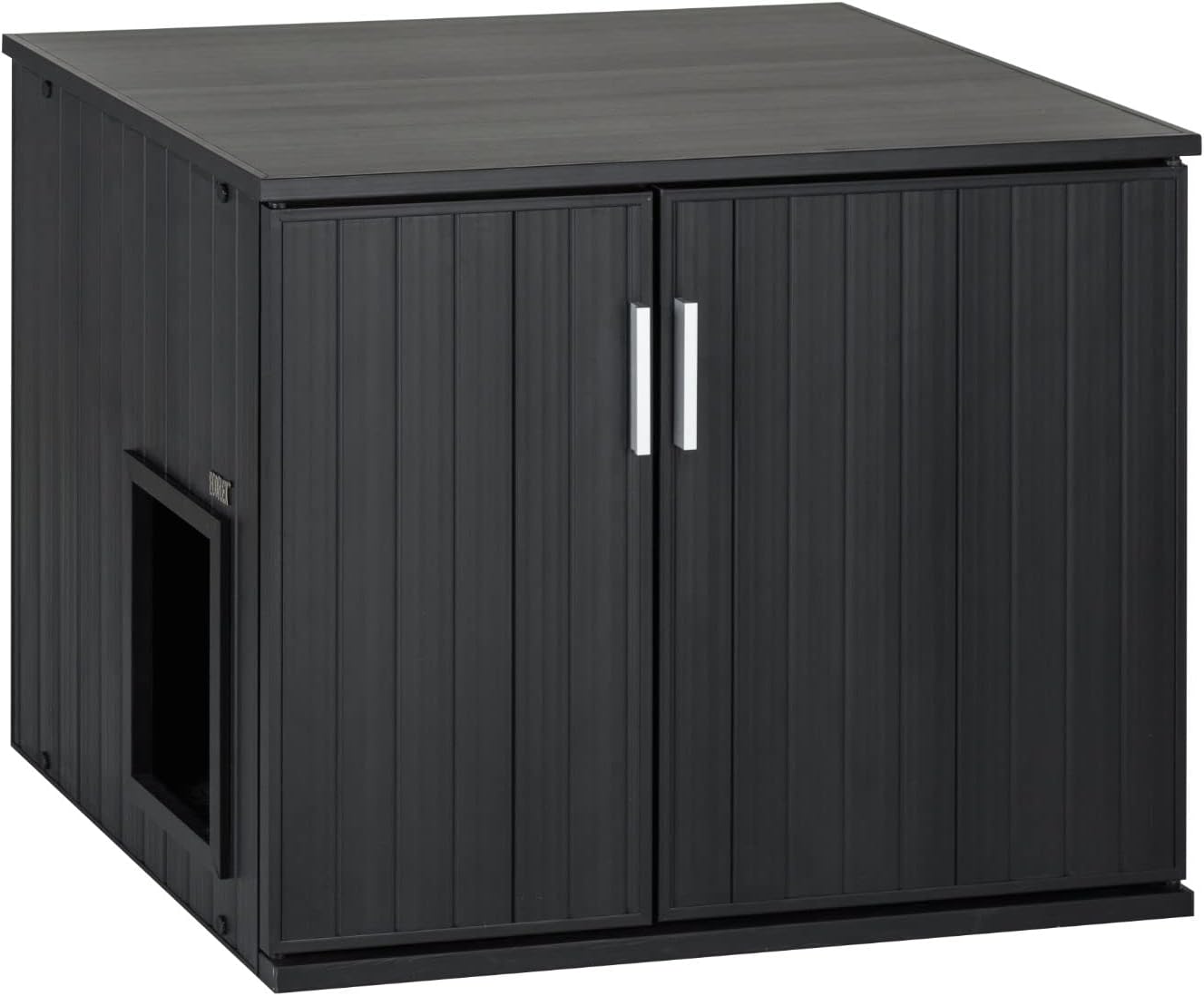 New Age Pet ECOFLEX Promax Litter Loo Litter Box Enclosure Table, Espresso Black - Durable Wood Plastic Composite Cat Litter Box with No-Track Litter Mat, 10 Year Warranty