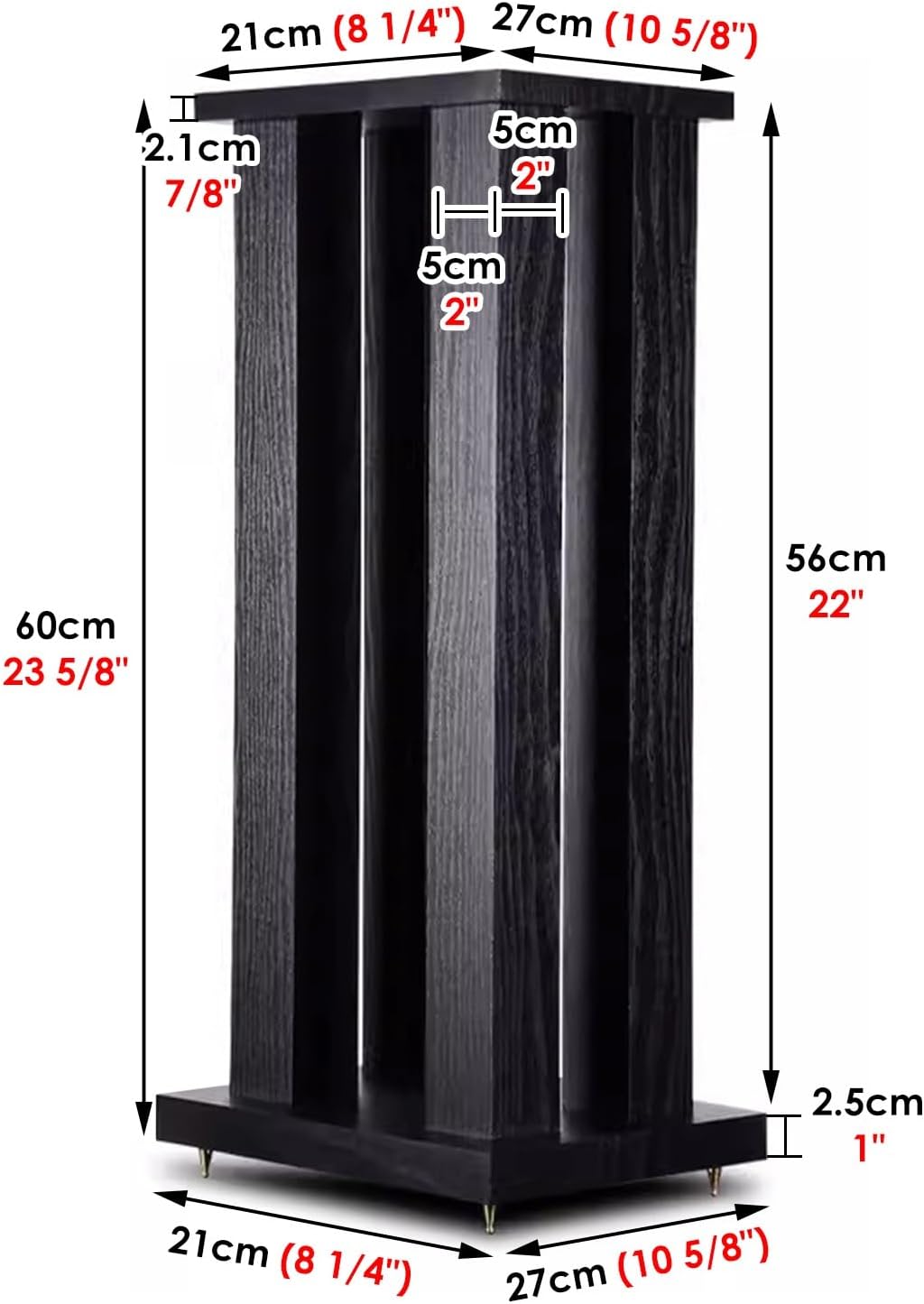 Speaker Stand 24inch Heavy Duty Wood Speaker Stands Pair Bookshelf, Universal Studio Monitor Holder for Satellite Speakers, Home Theater/Living Room Use(Black)