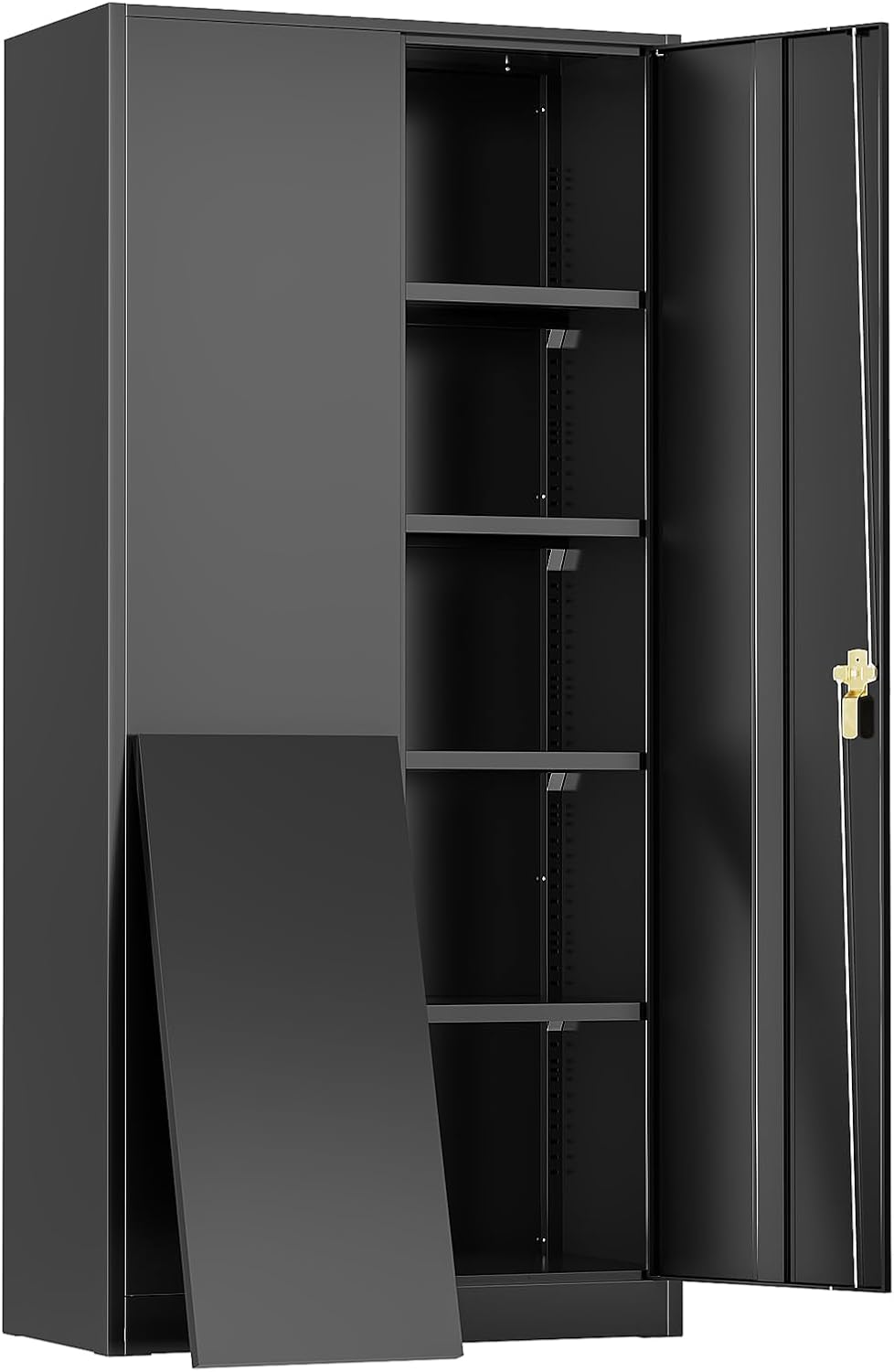 Oakcloud 72' Metal Storage Cabinet Tool Organizer, Lockable Garage Storage Tool Cabinets for Office, Home, School, Locking File Cabinet with 2 Doors and 4 Adjustable Shelves (72' Wide-Black)