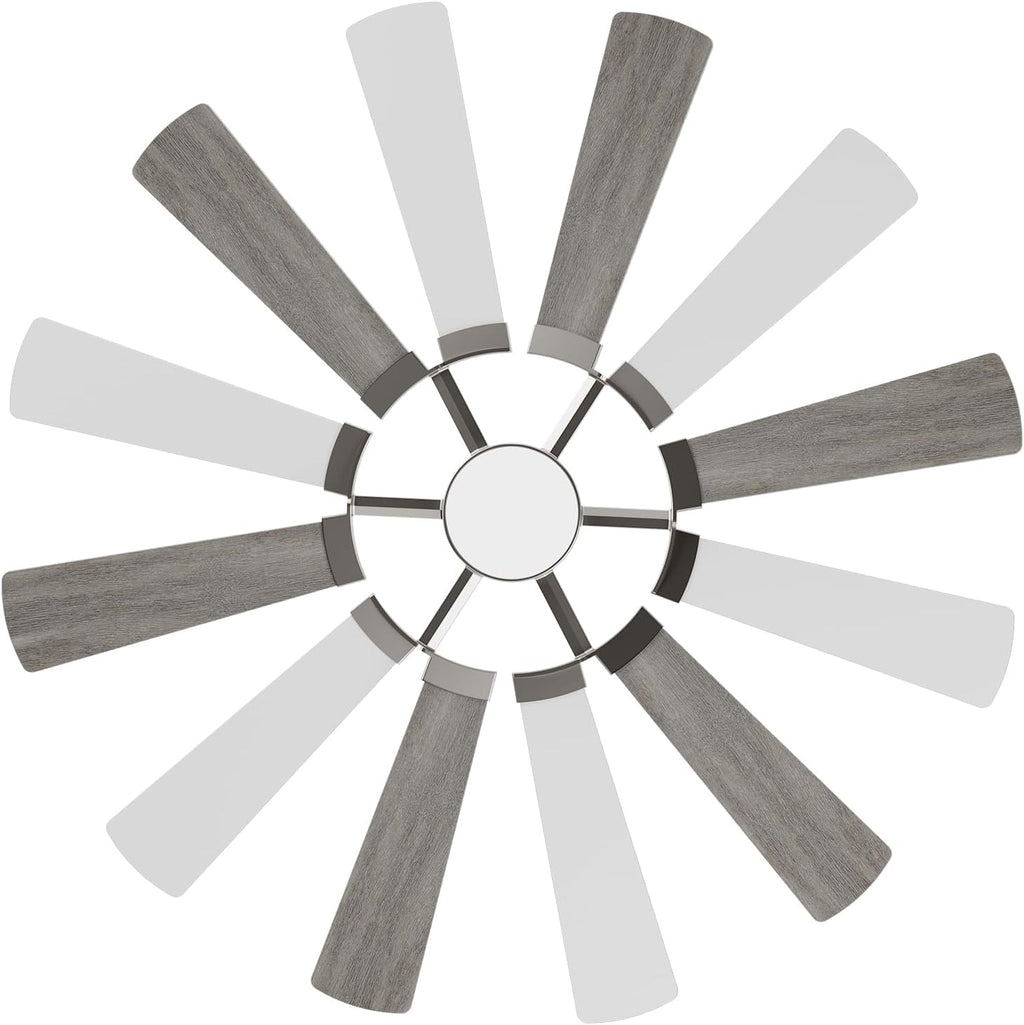 72'' Farmhouse Ceiling Fan with Light,12 Dual-Finish Wind Mill Blades, 3 Downrods, 6-Speed Reversible DC Motor, High CFM, 3CCT, Indoor Outdoor Modern Industrial Fans for Patio Commercial Shop Garage