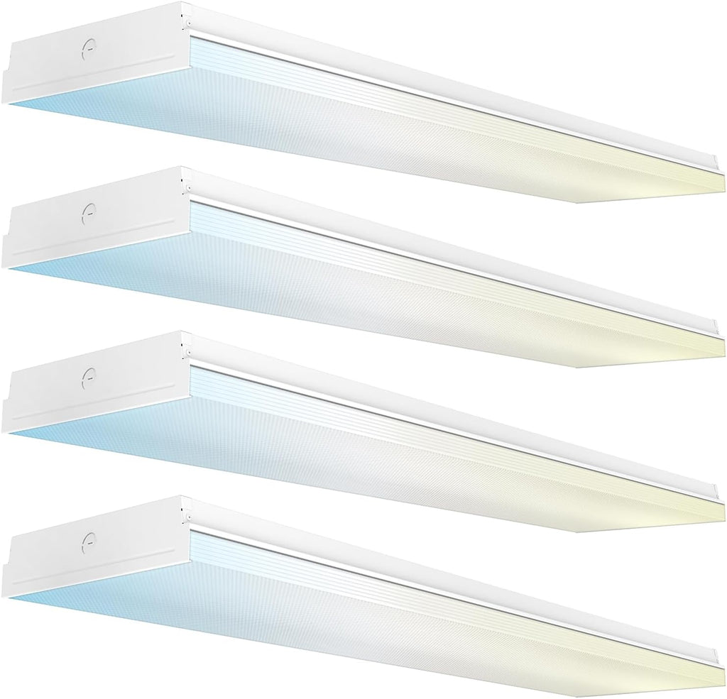 Sunco LED Garage Lights, 11 Inch Shop Light Prisma Wraparound, Utility Ceiling Light Fixture for Workshop, 8500 Lumens, 72W, Selectable CCT 4000K/5000K/6000K, Linkable ETL 4 Pack