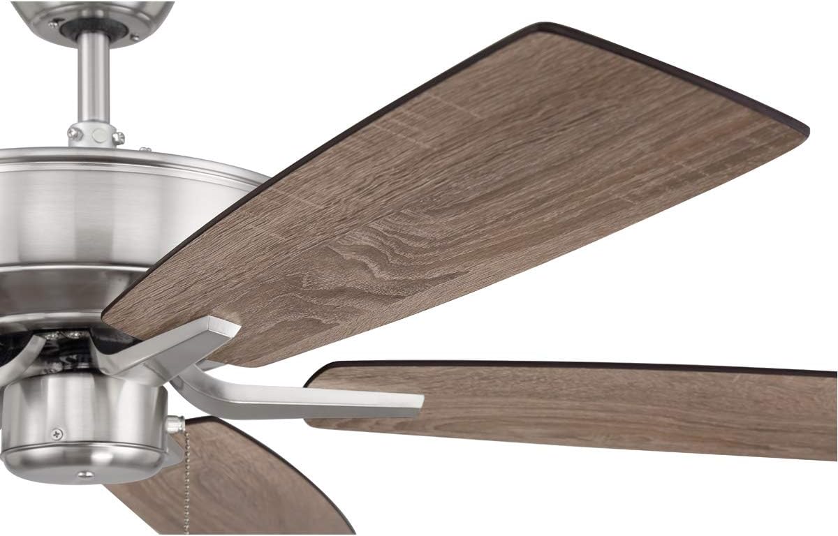 Craftmade 52' Pro Plus P52BNK5-52DWGWN Indoor Fan with in Brushed Polished Nickel with Reversible Greywood/Grey Walnut Blades