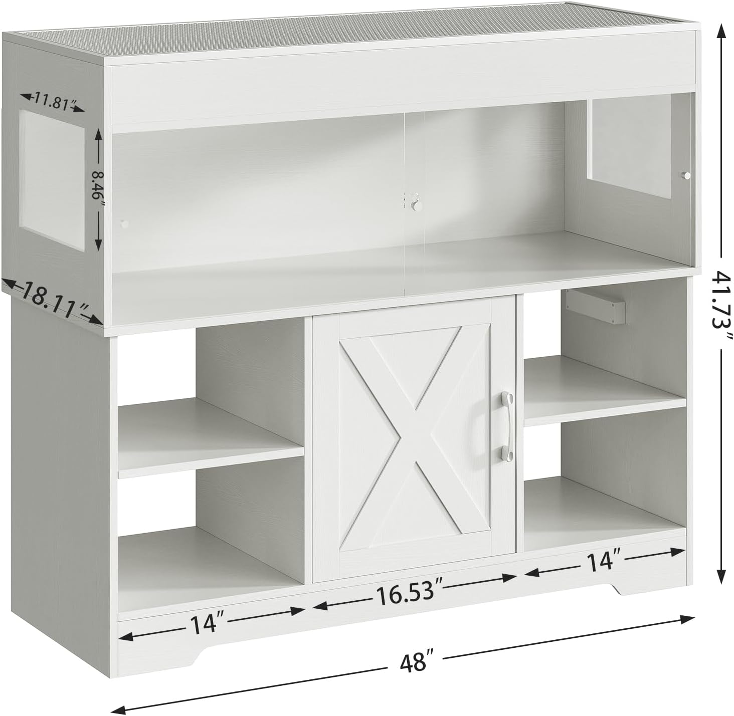 Herture 60 Gallon Reptile Tank with Stand, Terrarium Tank with Storage Cabinet, for Lizards, Skinks, Snakes, Sliding Acrylic Doors, Mesh Top, Built-in Power Outlet White PX02RTW