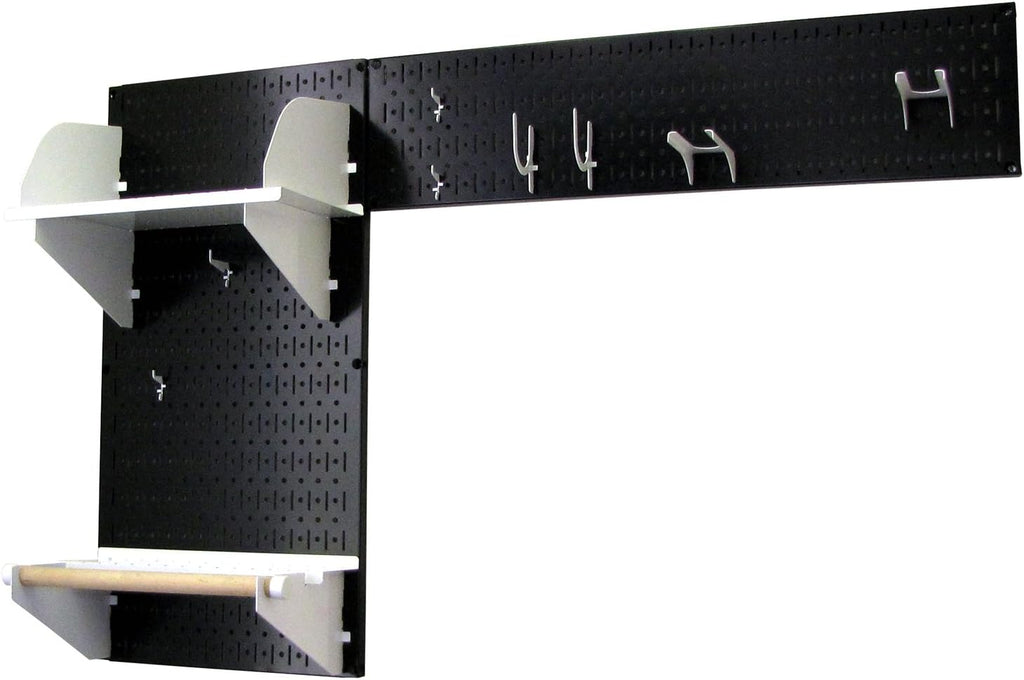 Wall Control Pegboard Garden Supplies Storage and Organization Garden Tool Organizer Kit with Black Pegboard and White Accessories