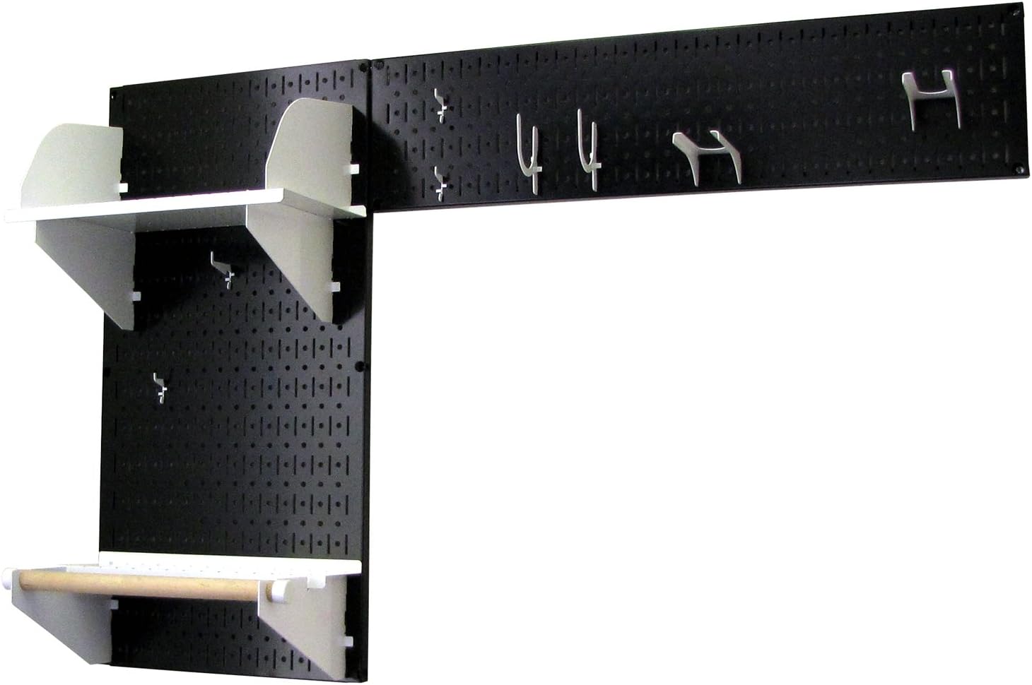 Wall Control Pegboard Garden Supplies Storage and Organization Garden Tool Organizer Kit with Black Pegboard and White Accessories