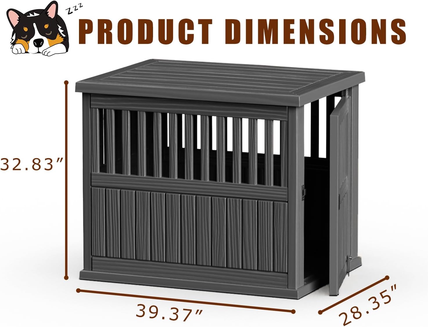 42 Inch Dog Crate Furniture Lockable Dog Kennel Indoor for Large Dogs and Medium Heavy Duty Pet Crate Decorative Pet Cage End Table,Black
