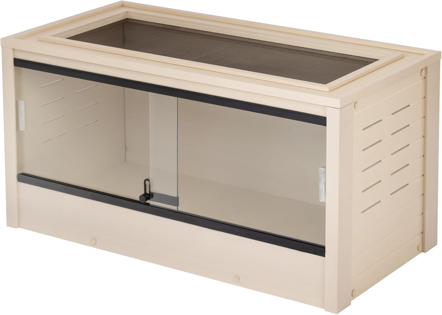 New Age Pet ECOFLEX 36' Wide Medium Reptile Habitat, Mojave Lounge for Snakes, Tortoises & Lizards in Maple, Black & Grey, Easy Assembly, Sliding Glass Doors & Mesh Top