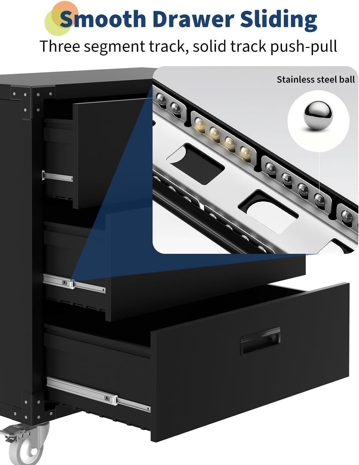 3 Drawer Rolling Tool Cabinet Heavy Duty Garage Storage On Wheels Mobile Metal Cabinet for Warehouse, Basement & Workshop Easy to Assemble