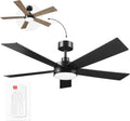 Globe Electric Veloria 52 in. Ceiling Fan with LED Light, Remote Control, WhisperQuiet DC Motor, 6 Speeds, Matte Black, Reversible Blades