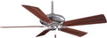 MINKA-AIRE F568-BS/DW Supra 52' 5-Blade Ceiling Fan in Brushed Steel Finish with 6-Ply Warp Resistant Blades in Dark Walnut