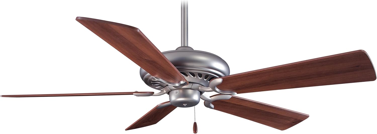 MINKA-AIRE F568-BS/DW Supra 52' 5-Blade Ceiling Fan in Brushed Steel Finish with 6-Ply Warp Resistant Blades in Dark Walnut