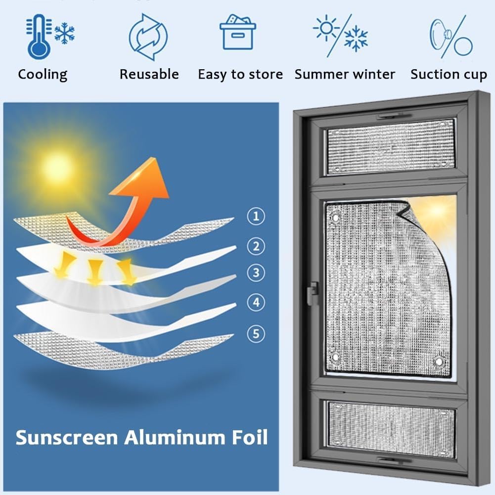 Roof Window Film Heat Reflector Privacy Films Blackout Window Cover Sunshade Anti-Glare For Office Bathroom Home Thermal 8mm Aluminum Foil(142 x 241cm/56'x95')