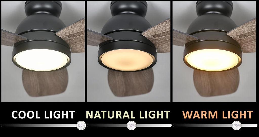 Carro 44' Ceiling Fan with Light Flush Mount, DC 10 Speeds Silent Ceiling Fan with Remote, Low Profile Ceiling Fan with 3 Dual Finish Blades, 3 Light Colors Dimmable LED Ceiling Fan for Living Room