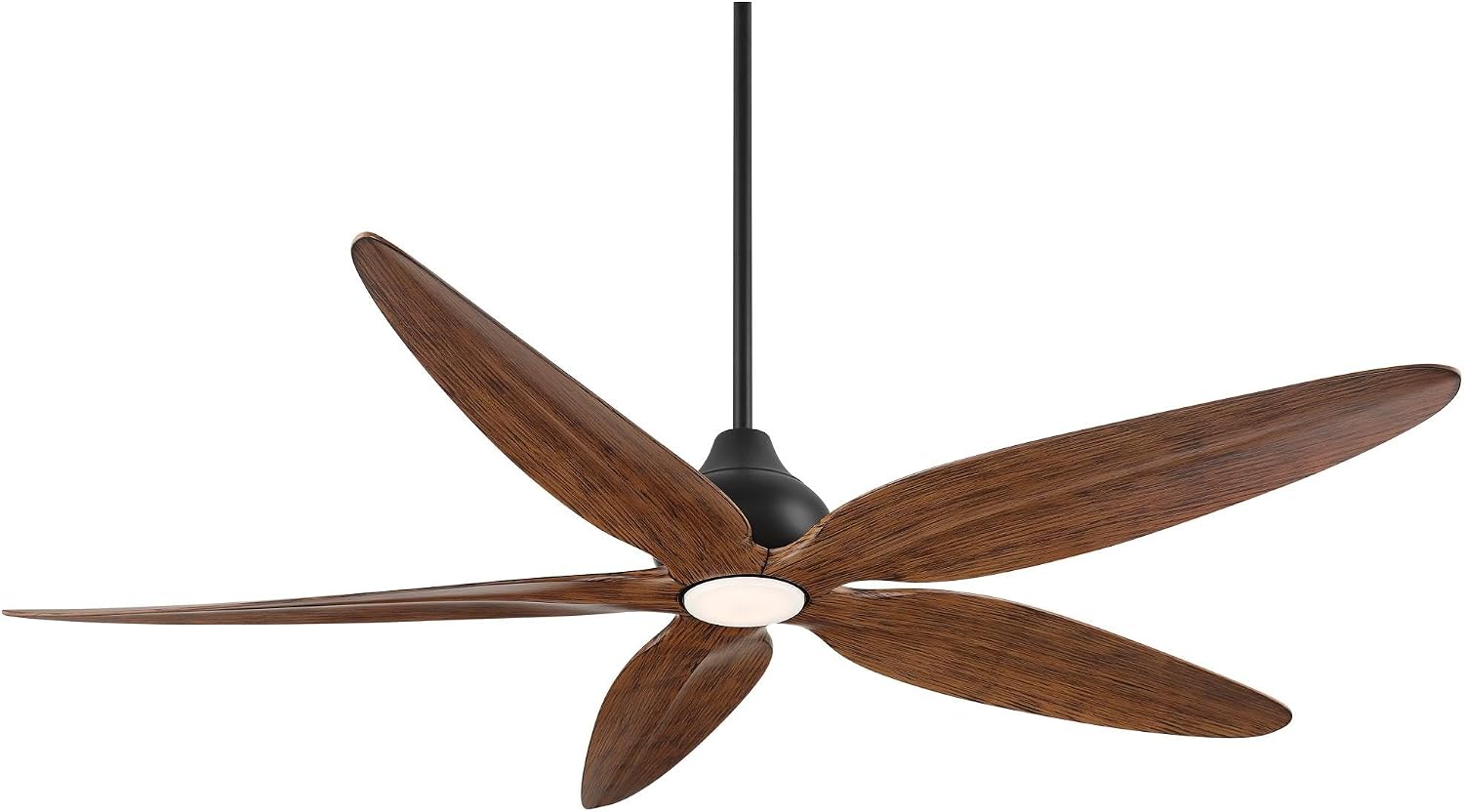 Casa Vieja 60' Lotus Bay Modern Coastal Indoor Outdoor Ceiling Fan 5 Blade LED Light Remote Control Matte Black Finish Brown Walnut Finish Blades Bedroom Patio Living Room Damp Rated Decorative