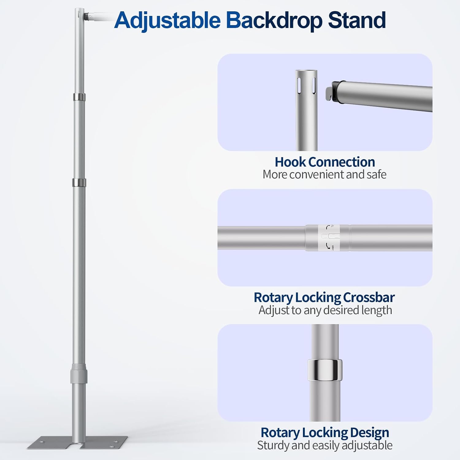 10x10Ft Pipe and Drape Backdrop Stand with 8 Packs Spring Clamps for Photography, Wedding, Photoshoot