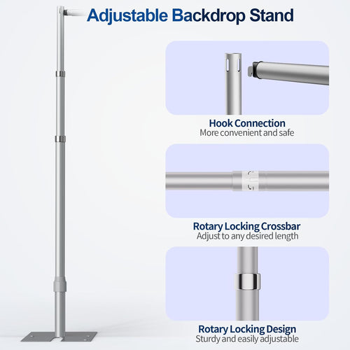 10x10Ft Pipe and Drape Backdrop Stand with 8 Packs Spring Clamps for Photography, Wedding, Photoshoot